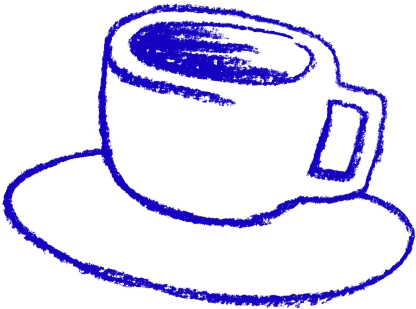 Hand drawn blue coffee cup