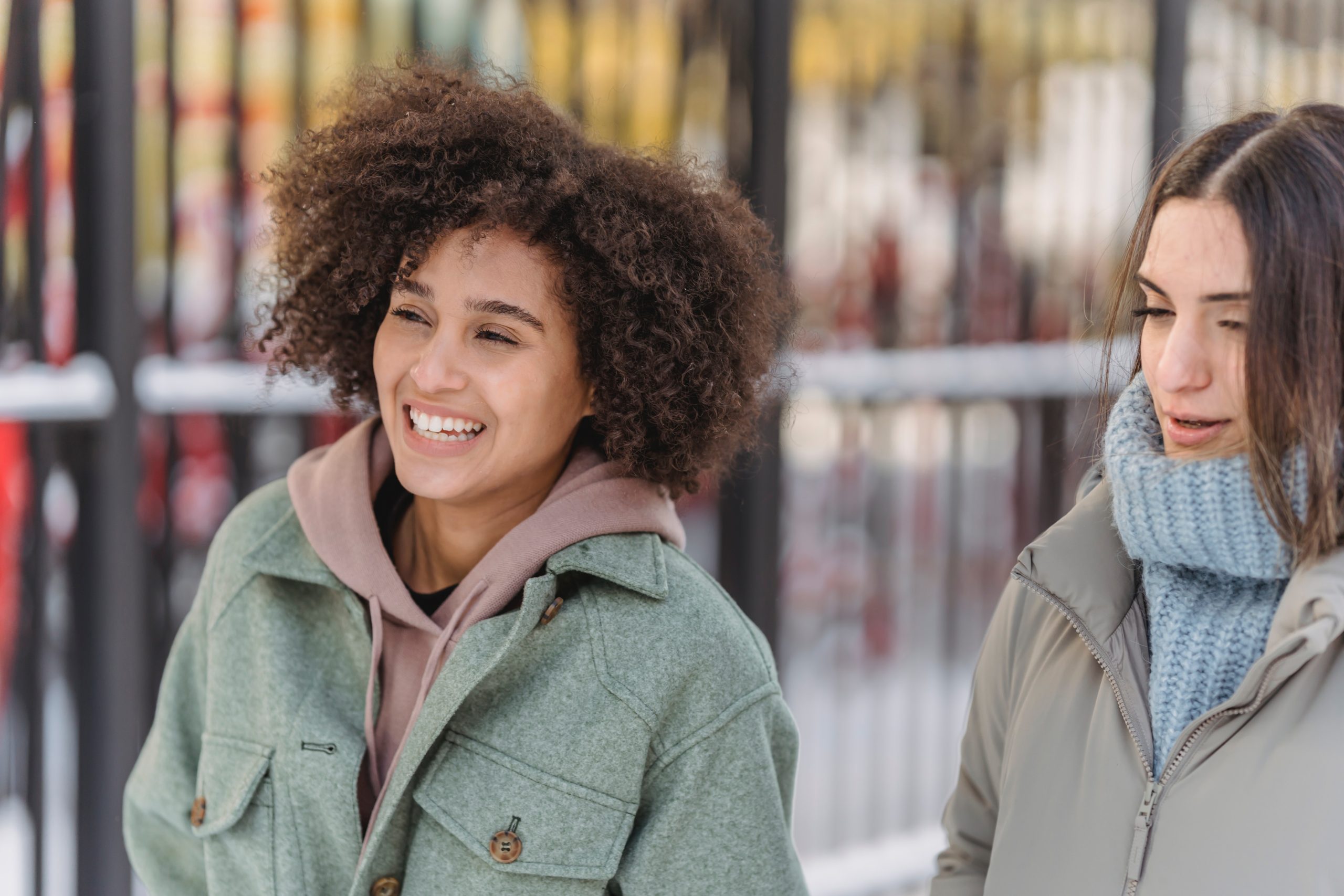 Two women walking